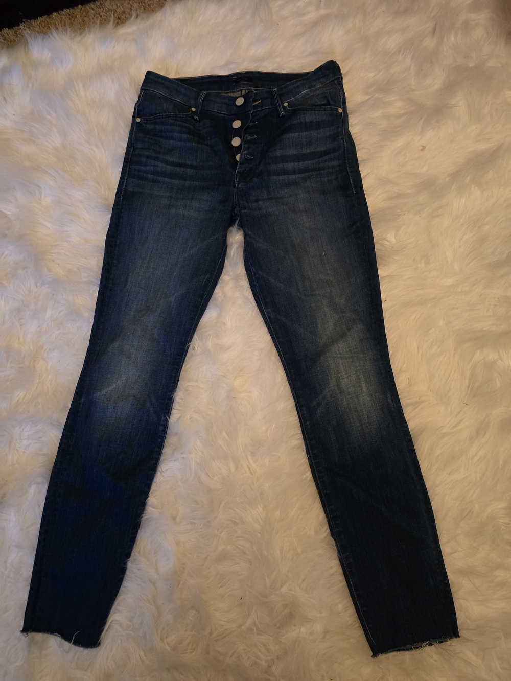 MOTHER Dark Blue Skinny Button-Fly Jeans